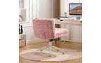Chaise de bureau ergonomique TUYOHW en peluche fausse alpaga, chaise de bureau à domicile avec siège large de 67 cm, chaise pivotante réglable avec base en métal