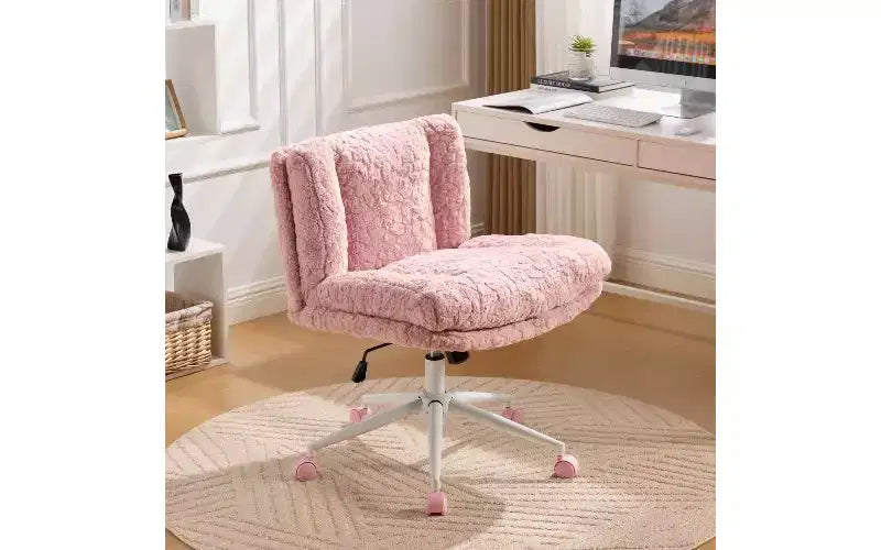Chaise de bureau ergonomique TUYOHW en peluche fausse alpaga, chaise de bureau à domicile avec siège large de 67 cm, chaise pivotante réglable avec base en métal