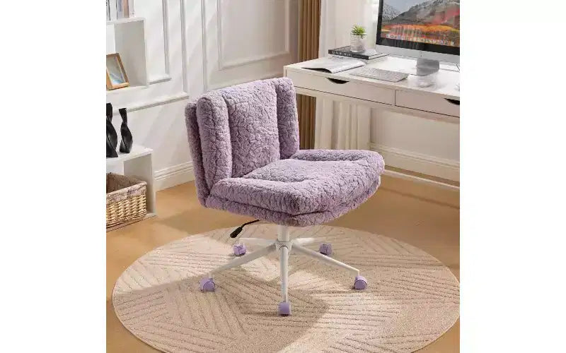 Chaise de bureau ergonomique TUYOHW en peluche fausse alpaga, chaise de bureau à domicile avec siège large de 67 cm, chaise pivotante réglable avec base en métal
