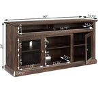 Meuble TV TUYOHW avec porte en verre pour téléviseurs jusqu'à 65 pouces, meuble de divertissement moderne avec armoires et étagères ouvertes