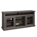 Meuble TV TUYOHW avec porte en verre pour téléviseurs jusqu'à 65 pouces, meuble de divertissement moderne avec armoires et étagères ouvertes