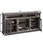 Meuble TV TUYOHW avec porte en verre pour téléviseurs jusqu'à 65 pouces, meuble de divertissement moderne avec armoires et étagères ouvertes