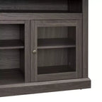 Meuble TV TUYOHW avec porte en verre pour téléviseurs jusqu'à 65 pouces, meuble de divertissement moderne avec armoires et étagères ouvertes