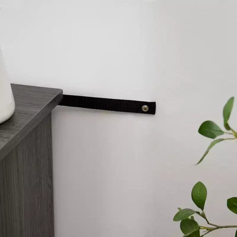 Meuble TV TUYOHW pour téléviseurs jusqu'à 65 pouces, console multimédia de style ferme avec contours en fausse pierre empilée et étagères ouvertes
