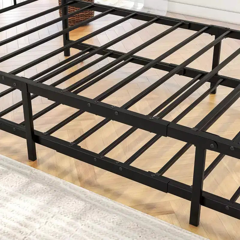 MAYEERTY Lit de Repos Métallique Double avec Lit Gigogne, Canapé-Lit 2 en 1, Gain de Place pour Chambre d'Amis et Salon, Noir