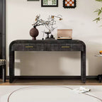 Vintage Console Table with 2 Drawers, Entryway Sofa Table for Living Room Hallway Bedroom in Natural or Antique Black