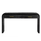 Console vintage avec 2 tiroirs, Table d'entrée pour le salon, le couloir ou la chambre à coucher, en bois naturel ou noir antique