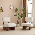 Set of 2 Modern Upholstered Accent Chairs, Comfy Armless Reading Chair, Minimalist Accent Seating for Living Room or Apartment-Panipeachy