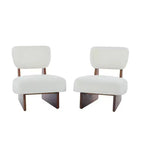 Lot de 2 chaises d'appoint modernes rembourrées, chaise de lecture confortable sans accoudoirs, siège d'appoint minimaliste pour salon ou appartement-Panipeachy