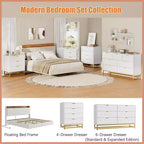 COZONY Commode moderne à 6 tiroirs avec poignées dorées, double commode de rangement large pour salon, chambre et couloir
