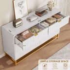 COZONY Commode moderne à 6 tiroirs avec poignées dorées, double commode de rangement large pour salon, chambre et couloir