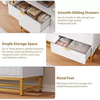 COZONY Commode moderne à 6 tiroirs avec poignées dorées, double commode de rangement large pour salon, chambre et couloir
