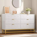 COZONY Commode moderne à 6 tiroirs avec poignées dorées, double commode de rangement large pour salon, chambre et couloir