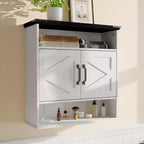 Bathroom Wall Cabinet - Medicine Cabinet with Barn Doors & Adjustable Shelf - Wall Cabinet for Bathroom, Kitchen, Laundry Room, Entryway