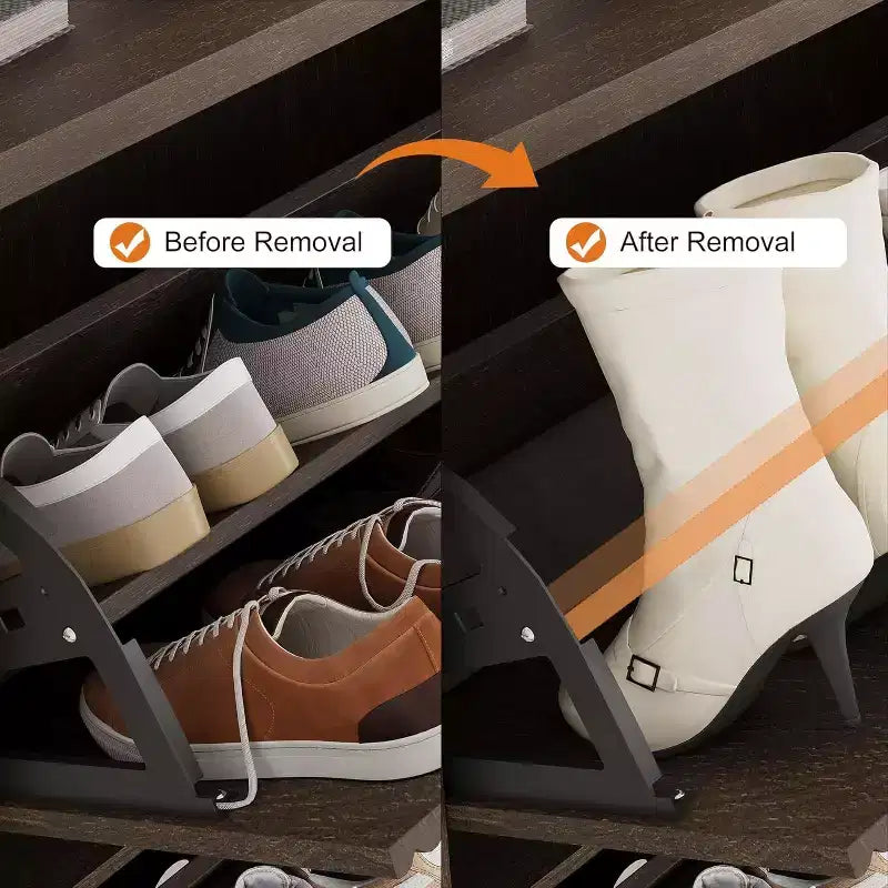 Meuble à chaussures autoportant | 2 tiroirs basculants dissimulés à cannelures | Étagère réglable pour entrée