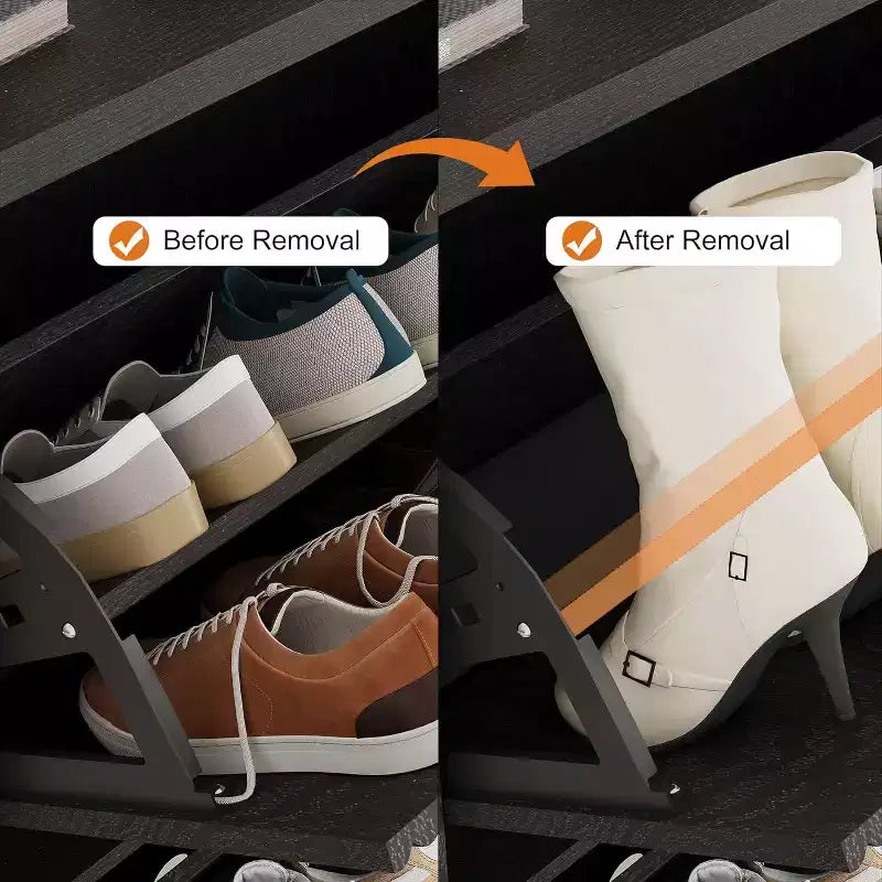 Meuble à chaussures autoportant | 2 tiroirs basculants dissimulés à cannelures | Étagère réglable pour entrée