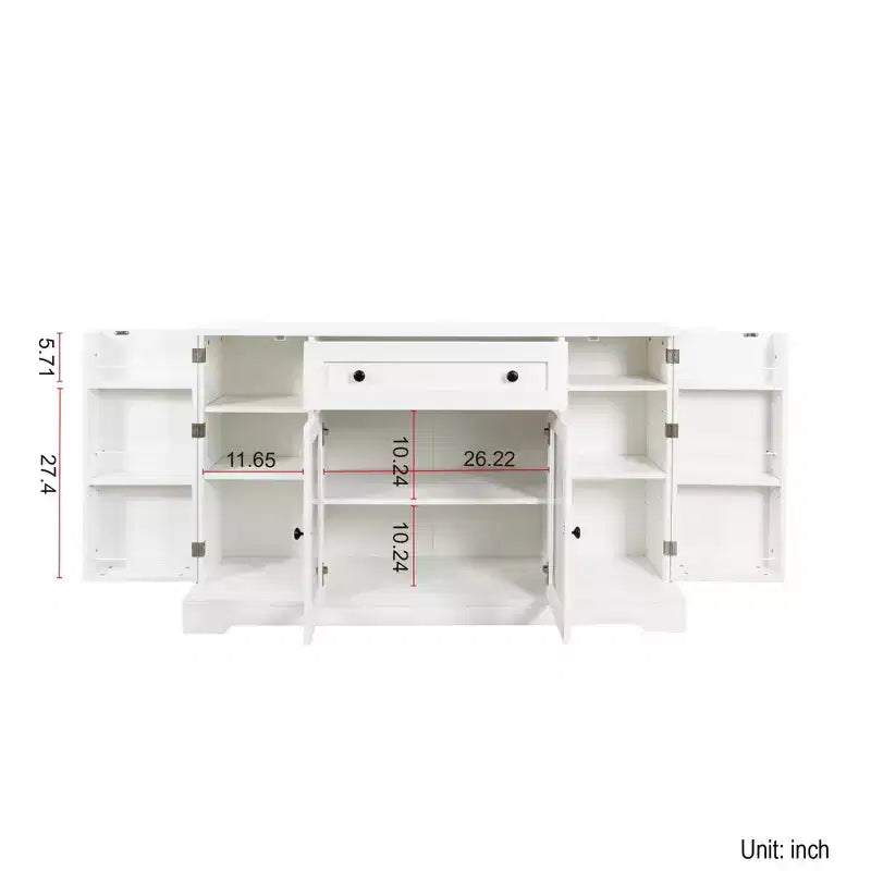 Buffet de ferme avec rangement, meuble de rangement de cuisine avec tiroir et étagères réglables pour salon et couloir