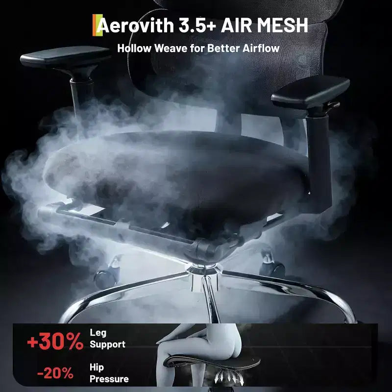 Chaise de bureau en maille à dossier haut GustoWave, soutien lombaire réglable, accoudoirs relevables 4D, appui-tête 3D, capacité de 136 kg, chaise de bureau pivotante avec roulettes en PU