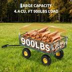 Chariot de jardin robuste en acier de 900 livres, Chariot de jardin sur roues, Chariot utilitaire extérieur en métal avec côtés amovibles en maille