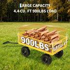 Chariot de jardin robuste en acier de 900 livres, Chariot de jardin sur roues, Chariot utilitaire extérieur en métal avec côtés amovibles en maille