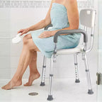 COZONY Shower Chair with Padded Armrests, Adjustable Height Shower Bench 350LB Capacity