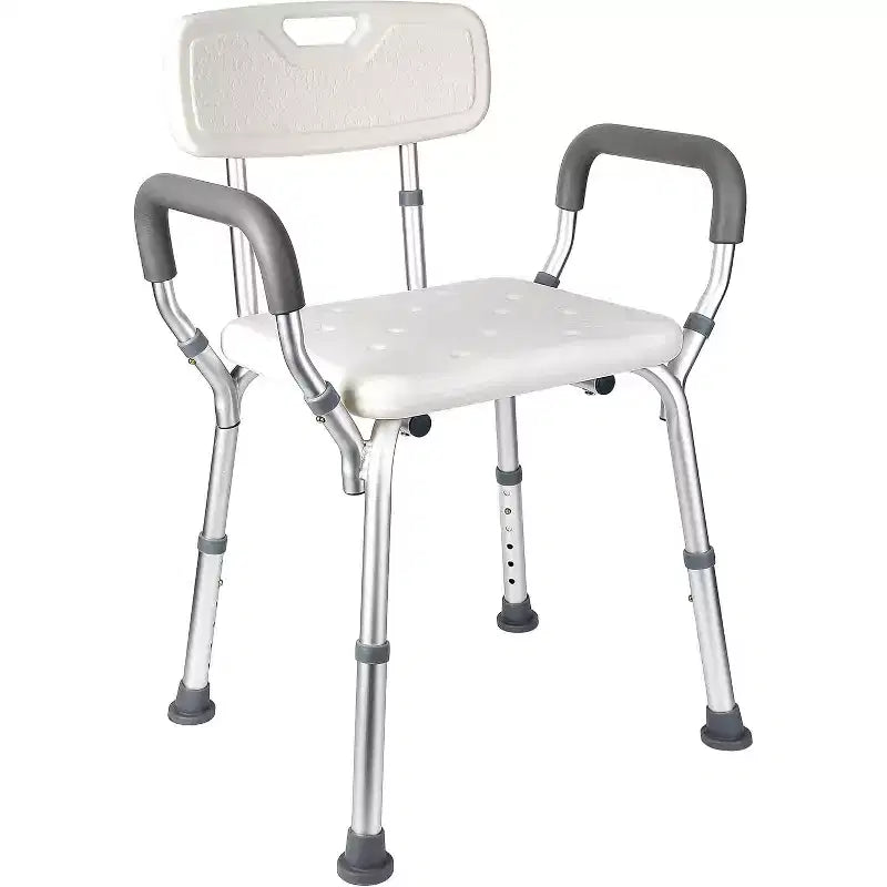 Chaise de douche COZONY avec accoudoirs rembourrés, banc de douche réglable en hauteur, capacité de 158 kg