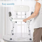 Chaise de douche COZONY avec accoudoirs rembourrés, banc de douche réglable en hauteur, capacité de 158 kg