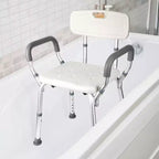 Chaise de douche COZONY avec accoudoirs rembourrés, banc de douche réglable en hauteur, capacité de 158 kg