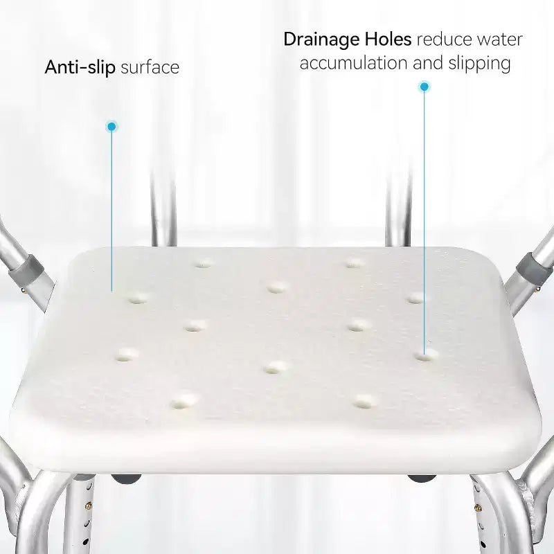 Chaise de douche COZONY avec accoudoirs rembourrés, banc de douche réglable en hauteur, capacité de 158 kg