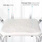 Chaise de douche COZONY avec accoudoirs rembourrés, banc de douche réglable en hauteur, capacité de 158 kg