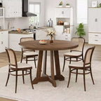 Table à manger ronde pour 4 personnes, table de salle à manger circulaire sur pied, meuble de cuisine et de salle à manger en bois peu encombrant, marron, diamètre 119 cm