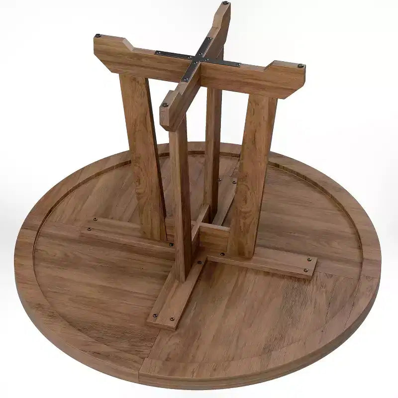Table à manger ronde pour 4 personnes, table de salle à manger circulaire sur pied, meuble de cuisine et de salle à manger en bois peu encombrant, marron, diamètre 119 cm