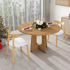 GDFStudio Haven Farmhouse Faux Leather Upholstered Wood 3 Piece Dining Set