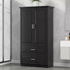 GDFStudio Elliot Modern Tall Freestanding Wood Bathroom Storage Cabinet with Adjustable Shelf, Drawers and Doors