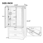 GDFStudio Elliot Meuble de Rangement Haut Autonome Moderne en Bois pour Salle de Bain avec Étagère Réglable, Tiroirs et Portes