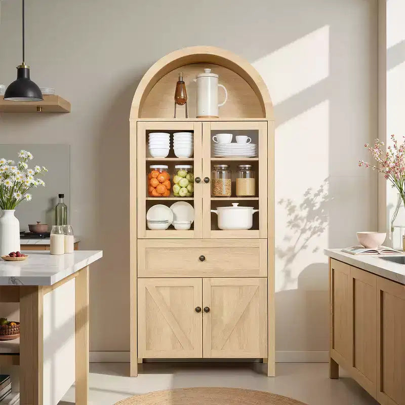Armoire de cuisine vintage Zeus & Ruta 71.65 avec étagères réglables, rangement multifonctionnel