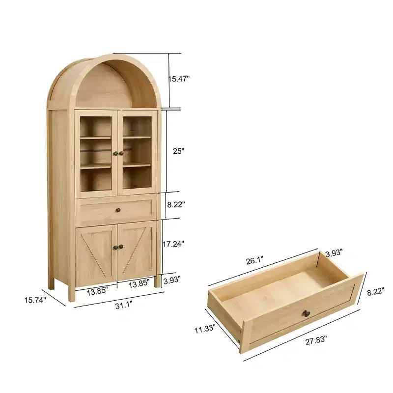 Armoire de cuisine vintage Zeus & Ruta 71.65 avec étagères réglables, rangement multifonctionnel