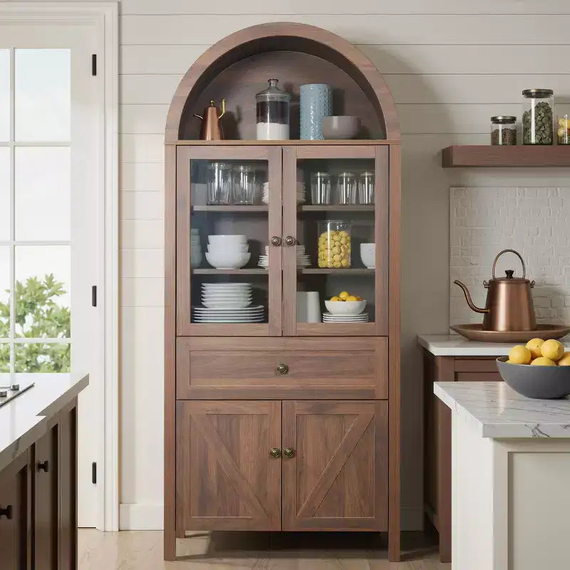 Armoire de cuisine vintage Zeus & Ruta 71.65 avec étagères réglables, rangement multifonctionnel