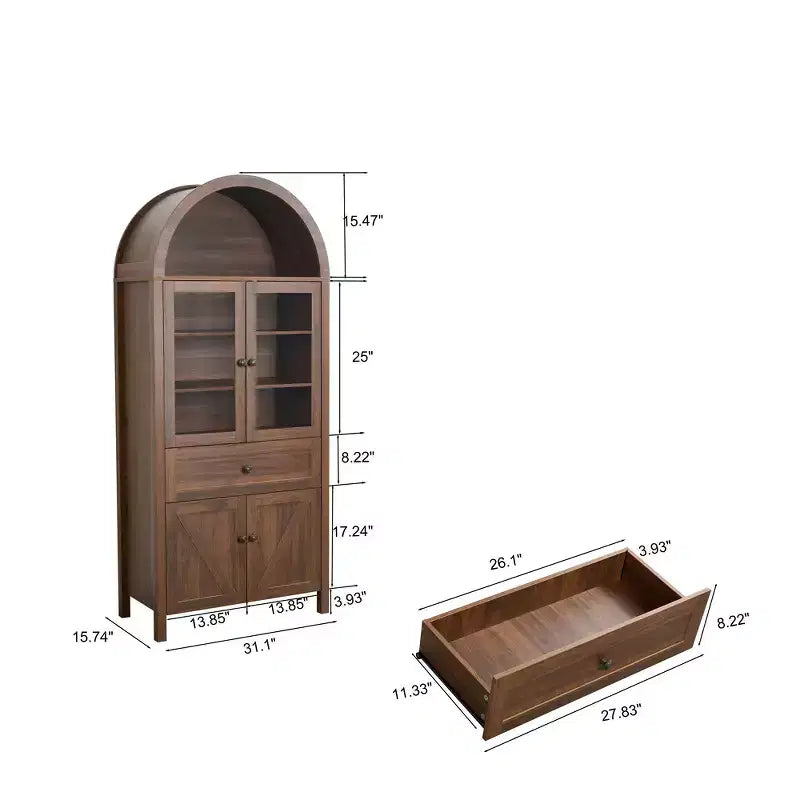 Armoire de cuisine vintage Zeus & Ruta 71.65 avec étagères réglables, rangement multifonctionnel