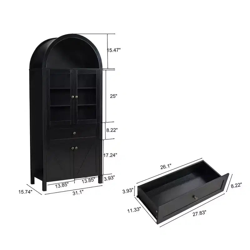 Armoire de cuisine vintage Zeus & Ruta 71.65 avec étagères réglables, rangement multifonctionnel