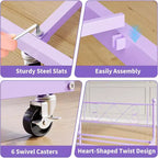 Lit de repos double violet avec lit gigogne, support à lattes en acier de qualité supérieure, canapé-lit peu encombrant pour salon, chambre, chambre d'amis