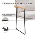 Fauteuil d'appoint moderne Okak avec accoudoirs en bois, fauteuil de lecture avec coussin amovible, fauteuil confortable pour salon, chambre, bureau, blanc laiteux