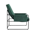 Fauteuil d'appoint moderne Okak avec coussin amovible, fauteuil confortable avec sac de rangement et cadre en métal, fauteuil élégant pour salon, chambre à coucher, vert
