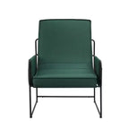 Fauteuil d'appoint moderne Okak avec coussin amovible, fauteuil confortable avec sac de rangement et cadre en métal, fauteuil élégant pour salon, chambre à coucher, vert
