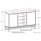 Buffet traditionnel rectangulaire de 152 cm de large en bois massif Hampshire, blanc antique