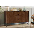 Buffet traditionnel rectangulaire de 152 cm de large en bois massif Hampshire, blanc antique