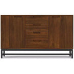 Buffet traditionnel rectangulaire de 152 cm de large en bois massif Hampshire, blanc antique