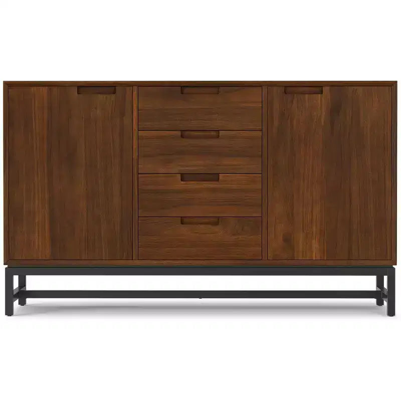 Buffet traditionnel rectangulaire de 152 cm de large en bois massif Hampshire, blanc antique