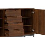 Buffet traditionnel rectangulaire de 152 cm de large en bois massif Hampshire, blanc antique