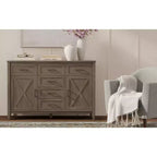 Cantina Bois massif 54 pouces de large Buffet rectangulaire de style transitionnel Marron fumé